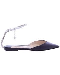 Jimmy Choo - Ladies Saeda Patent Leather Crystal Flats - Lyst