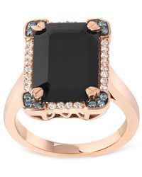 Haus of Brilliance - 14K Rose Emerald-Cut Onyx & 1/5 Cttw And Diamond Halo Cocktail Ring - Lyst