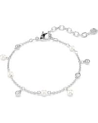 Swarovski - Imber Bracelet, Crystal Pearl, Round Cut, Rhodium Plated - Lyst