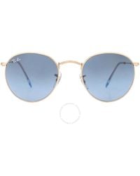 Ray-Ban - Round Metal Blue Gradient Sunglasses Rb3447 001/3m 53 - Lyst