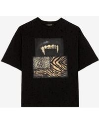 Roberto Cavalli - Distressed Graphic Cotton T-Shirt - Lyst