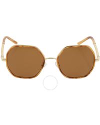 Tory Burch - Solid Brown Irregular Sunglasses - Lyst