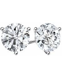 Brilliant Diamond - 1 1/2 Carat Round Cut Lab Grown Diamond Stud Earrings - Lyst