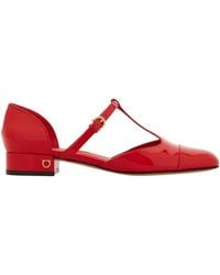 Ferragamo - Patent Leather T-Strap Ballet Shoe - Lyst