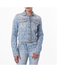 Versace - Denim Long-Sleeve Cropped Jacket, Brand Size 36 Us - Lyst