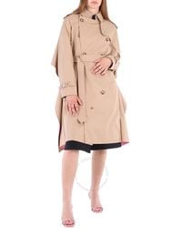 Burberry - Soft Fawn Cotton Twill Contrast Cape Detail Double-breasted Trench Coat - Lyst