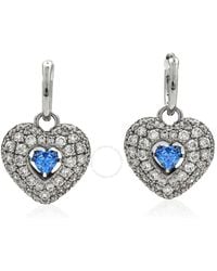 Swarovski - Rhodium Plated Idyllia Heart Drop Earrings - Lyst