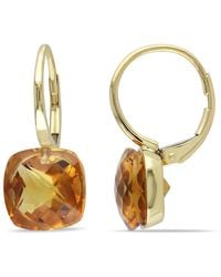 Amour - 8 1/2 Ct Tgw Cushion Cut Checkerboard Madeira Citrine Leverback Earrings - Lyst