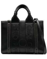 Chloé - Woody Small Logo Embroidered Leather Tote - Lyst