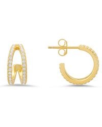 Kylie Harper - 14K Over 15Mm Double Curve Cz Hoop Earrings - Lyst