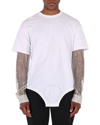 Burberry - Optic Cotton Cut-out Hem Crystal Sleeve Oversized T-shirt - Lyst