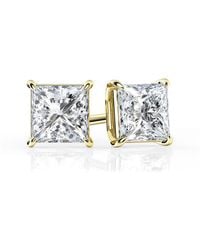Brilliant Diamond - 1 Carat Princess Cut Lab Grown Diamond Stud Earrings - Lyst