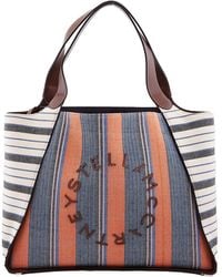 Stella McCartney - Logo Lettering Stripe Pattern Tote Bag - Lyst