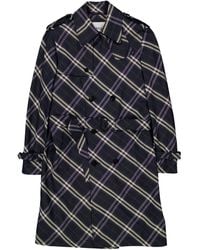 Burberry - Check Long Belted Trench Coat, Brand Size 46 Us - Lyst
