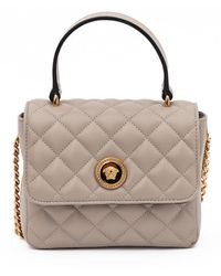 Versace - Quilted Leather Shoulder Bag Taupe - Lyst