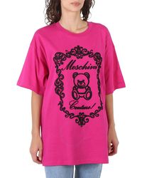 Moschino - Fantasy Print Violet Embroidered Teddy Logo T-shirt - Lyst
