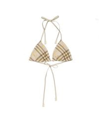 Burberry - Check-Printed Halterneck Bikini Top - Lyst