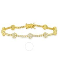 Kylie Harper - 14k Gold Over Silver Cubic Zirconia Cz Floral Station Tennis Bracelet - Lyst