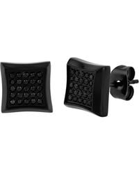 Robert Alton - 1/4Ctw Diamond Stainless Steel With Finish Square Stud Earrings - Lyst