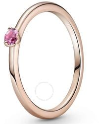PANDORA - Rose Gold-plated Pink Cz Solitaire Ring, Size - Lyst