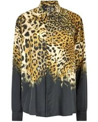 Roberto Cavalli - Leopard Print Silk Shirt, Brand Size 52 Us - Lyst