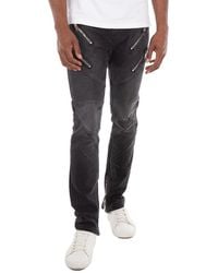Balmain - Faded Denim Biker Jeans, Waist - Lyst