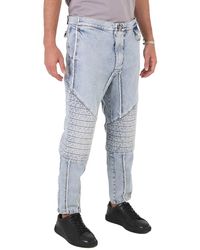 Balmain - Ribbed Cotton Slim-fit Jeans - Lyst