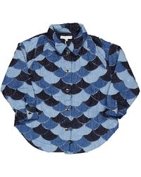 Chloé - Girls Denim Patchwork Denim Shirt Jacket - Lyst