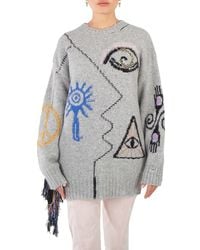 Stella McCartney - Folk Artwork Wool Blend Knit Sweater - Lyst