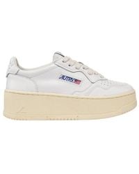 Autry - Medalist Leather Platform Sneakers, Brand Size 36 Us - Lyst