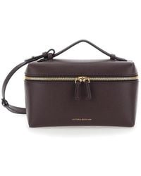 Victoria Beckham - Bordeaux Crossbody Bag With Logo Lettering On The Front And Adjustable Removable Strap Leather For Calf - Lyst