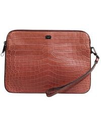 Dolce & Gabbana - Bordeaux Croc Leather Logo Plaque Briefcase Bag - Lyst