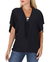 Chloé - Ladies Ink Silk Short Sleeve Top, Brand Size 42 (Us - Lyst