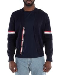 Thom Browne - Stripe Detailed Milano V-Neck Cardigan - Lyst