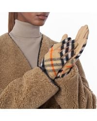 Burberry - Checkered Panel Wool Gloves - Lyst