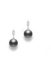 Mikimoto - Morning Dew South Sea Cultured Pearl And Diamond Earrings - Lyst