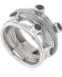 Charriol - Tango Black Cz Stones Steel Cable Ring - Lyst