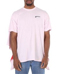 Burberry - Pale Striped Cape Detail Cotton Oversized T-Shirt - Lyst