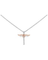 Haus of Brilliance - 14K Rose Plated Sterling 1/5 Cttw Diamond Wing Cross Pendant Necklace - Lyst