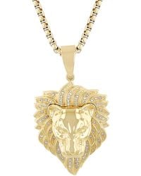 Robert Alton - 1/3Ctw Diamond Stainless Steel With Finish Lion Pendant - Lyst