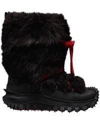 Moncler - Faux Fur Lace-Up Boots, Brand Size 36 (Us - Lyst