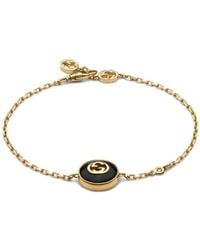 Gucci - Interlocking 18Ct Onyx Bracelet - Lyst