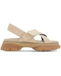 Burberry - Equestrian Knight Crossover Leather Sandals, Brand Size 41 Us - Lyst