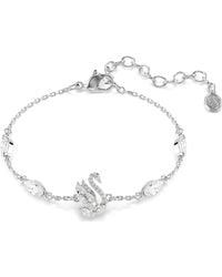 Swarovski - Swan Bracelet, Mixed Cuts, Swan, Rhodium Plated - Lyst