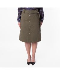 Burberry - Belted Buttoned Midi Skirt, Brand Size 10 Us - Lyst