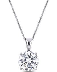 Amour - 2 Ct Dew Created Moissanite Solitaire Pendant With Chain - Lyst