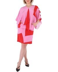 Burberry - Ladies Primrose Geometric Print Silk Crepe De Chine Cape Sleeve Dress, Brand Size 6 (Us - Lyst
