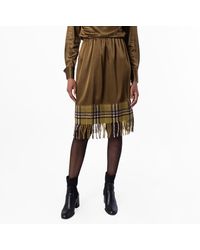 Burberry - Satin And Check Scarf Skirt, Brand Size 6 Us - Lyst