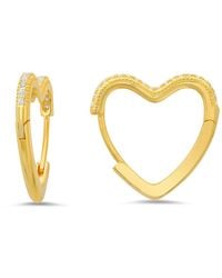 Kylie Harper - 14K Over 20Mm Heart Shaped Pave Cz Hoop Earrings - Lyst