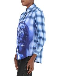 Burberry - Ink Blue Sea Maiden Print Plaid Shirt - Lyst